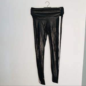 SPANKX faux leather leggings with racing stripe